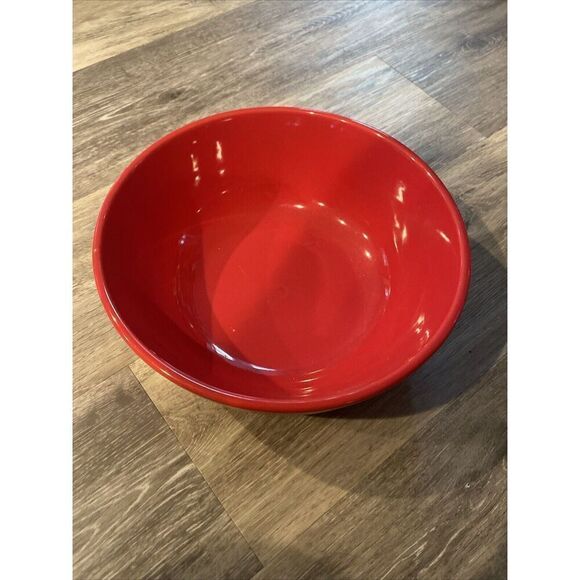 Large Varages France red Serving Salad Fruit pasta Bowl 10" Pre-Owned - Picture 1 of 5
